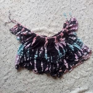 Surf Gypsy Tie Dye Off the Shoulder Crop Top
